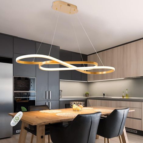 Lustre LED Doré Pour éclairage D'îlot de Cuisine, Lustre Moderne à Intensité Variable Pour Salle à Manger, Luminaire Suspendu LED Moderne de 100cm de Long, Réglable en Hauteur (1/5)