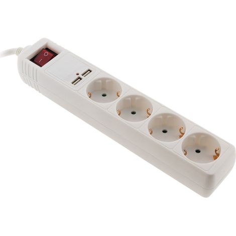 Multiprise Schuko 4x16A + 2 USB-A - Blanc - Zenitech