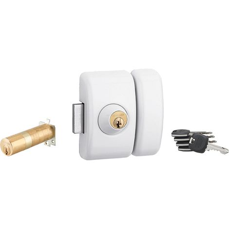 THIRARD - Verrou double entrée Universel ajustable pour entrée, HG 5+, dim. cylindre de 35 à 80mm, acier, 5 clés, epoxy blanc - THIRARD