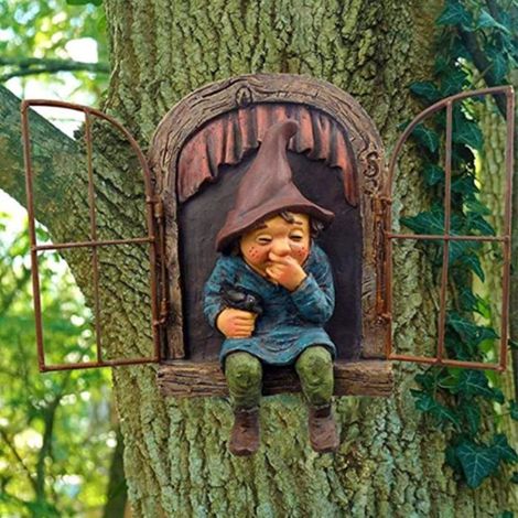 Nain de jardin, sculptures et statues de jardin, décorations de jardin de nains, sculptures d'arbres fantaisistes (1/4)