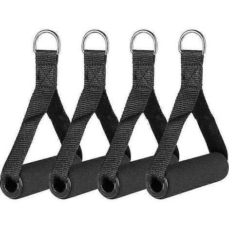 Lot de 4 poignées d'exercice, accessoires de fitness de rechange pour Pilates, Yoga, musculation, appareil de musculation à domicile (rouge, gris, bleu). (1/5)