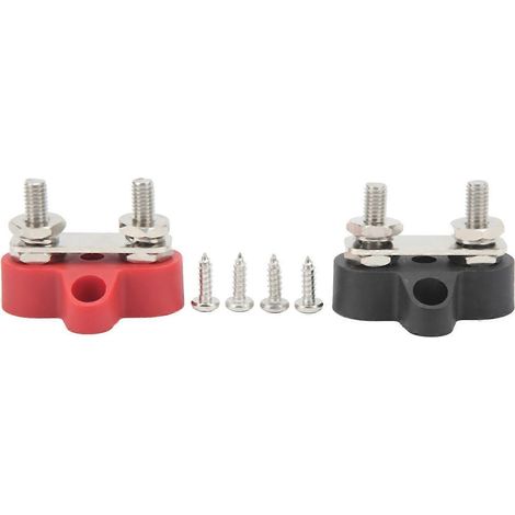 2 Stück Stromverteiler-Anschlussklemmen 48V M6 Plus Minus 2 Bolzen Batterieanschlussblock