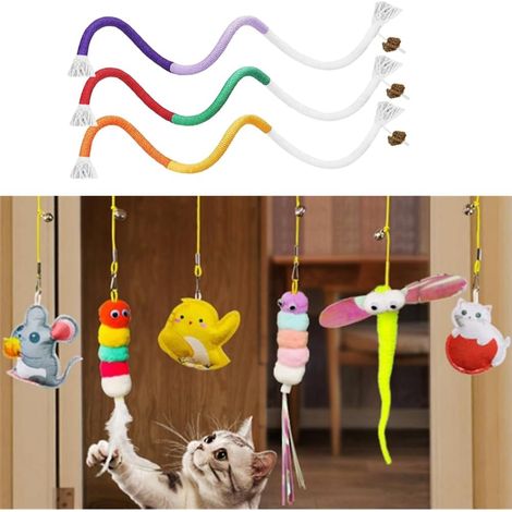 9 Jouets pour Chats, comprenant 3 jouets à mâcher pour chat et 5 jouets en plumes élastiques, jouets interactifs pour chatons, jouets à mâcher et de chasse (1/5)