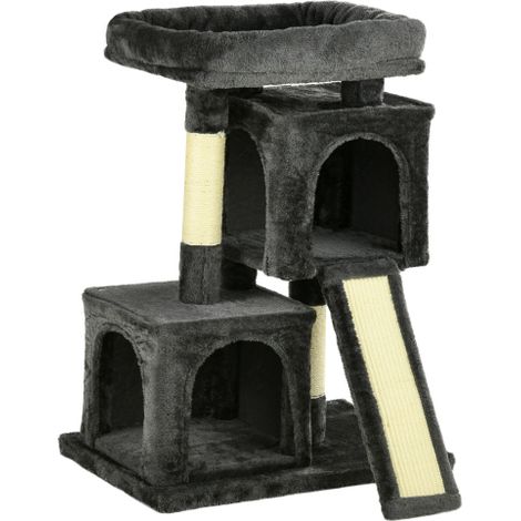 Questo tiragraffi in sisal è adatto a gatti di peso non superiore a 30 kg. Include un palo in sisal, un tiragraffi e un tappetino imbottito. È di colore grigio scuro ed è perfetto per gatti attivi. Sp (1/5)