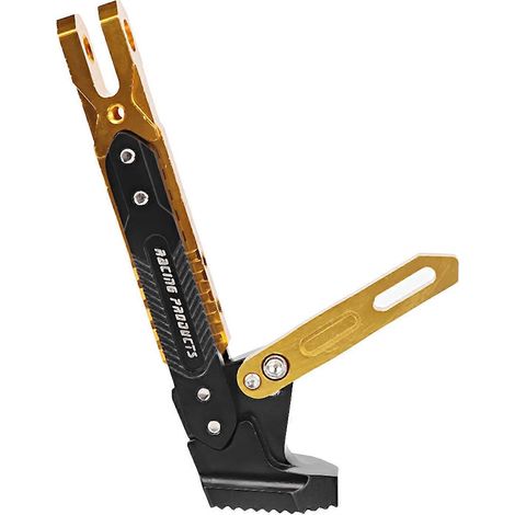 Moto Support d'angle réglable en alliage d'aluminium, pied de béquille latérale doré, support tripode ajustable pour moto. (1/4)