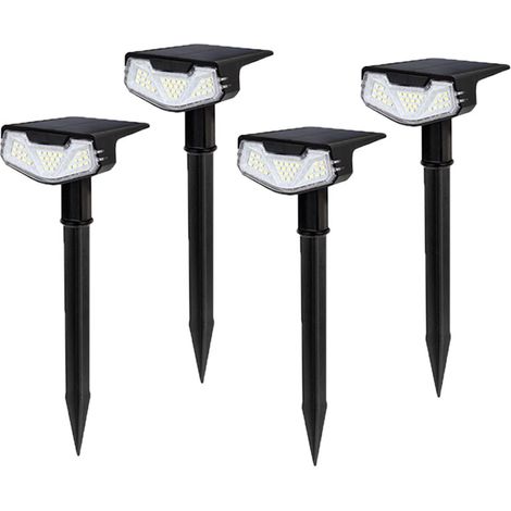 Lot de 4 lampes solaires d'extérieur pour jardin, étanches, trois niveaux de luminosité, éclairage paysager, adaptées aux piscines (lumière blanche) (1/5)