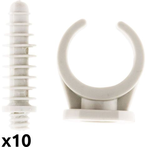 Zenitech – Lot de 10 clips avec chevilles Ø20mm – Fixation solide pour câbles – Installation simple avec perçage Ø8mm – Couleur gris (1/6)