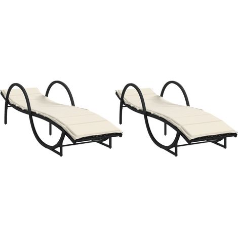Maison Exclusive - Sonnenliegen 2 Stk. mit Auflagen Schwarz Poly