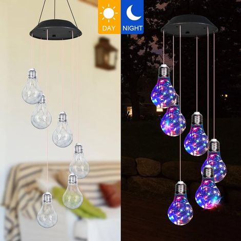Carillon Éolien Solaire Coloré pour Extérieur - Guirlande Lumineuse Suspendues - pour Femme, Grand-Mère, Mère, Anniversaire - Décoration de Noël (1/5)