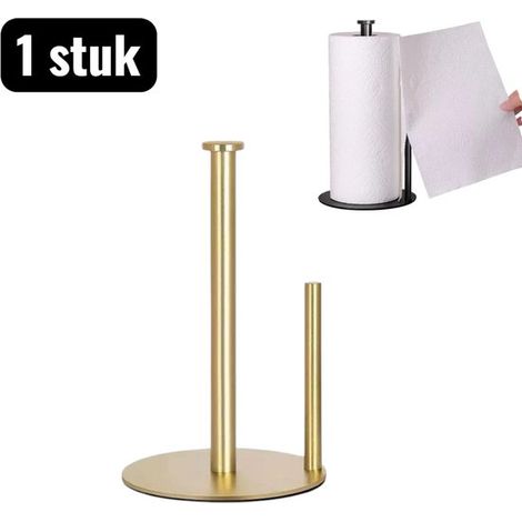 1 unidad, Soporte de acero inoxidable para rollo de papel de cocina, rollos papel cocina baño, Brazos resorte facilitan desgarro, Plateado (1/5)