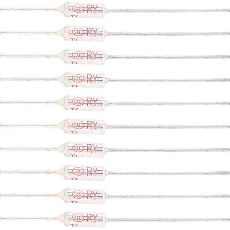 10 Stück Thermosicherungen mit Metallgehäuse, Abschaltspannung 250 V AC, 10 A, Temperaturbereich TF 72–250 °C, 121 °C