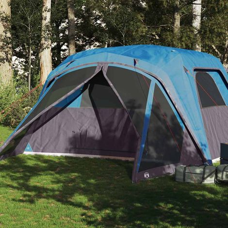 vidaXL Tienda campaña familiar con porche 6 personas impermeable azul (1/5)