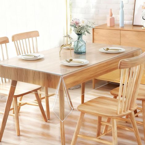Nappe Transparente Rectangulaire 140x240cm, Nappe Plastique Transparente Protection Fine pour d'extérieur Jardin et Intérieur Imperméable et Lavable Film de Protection Table pour Mariage,Fête (1/5)