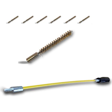 Ecouvillon LAITON Condenseur  Lot de 6 avec 1 tringle flexible 48 cm  Ø 10 mm  Raccord laiton taraudé M6 femelle  Torsade en acier galvanisé  Brosse nettoyage  Kibros 4TCL10Tx6 (1/5)
