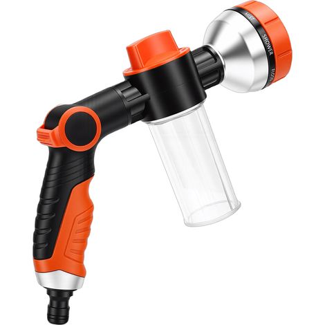 Hundewaschschlauchaufsatz mit Seifenspenderflasche, 8-in-1-Gartenschlauchdüse zum Autowaschen, Bodenreinigen und Pflanzengießen (1/5)