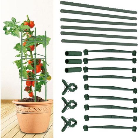 Support Plantes Superposable Par Solal [7.4cm] Bracket pour Jardins Potagers avec Clip Fixe [Plastique, 372g] et 6 Tubes Longs 45cm (1/5)