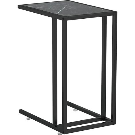 Tavolo da Giardino Tavolino per Computer Marmo Nero 50x35x65 cm Vetro Temperato (1/4)