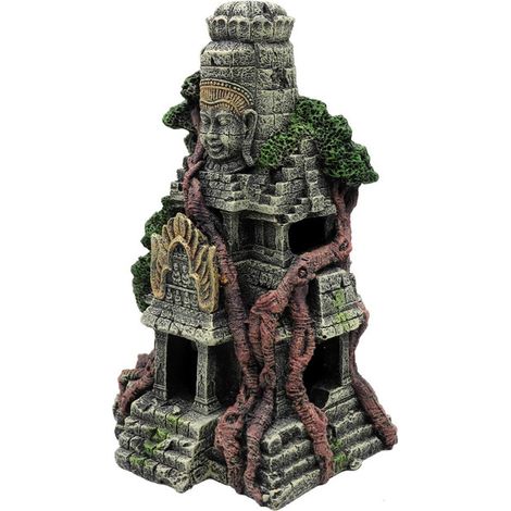 Décoration d'Aquarium Temple Bouddha en Résine Ruines de Château Décor pour Poisson et Crevette Ornement Grand Réservoir (1/5)