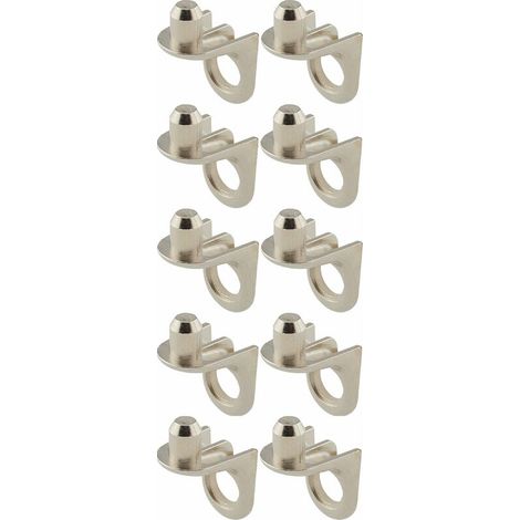 – Lot de 10 taquets équerres à tenon en alliage zingué – À visser dans trou de perçage Ø5mm – Pour tablettes en bois, meubles et étagères (1/2)