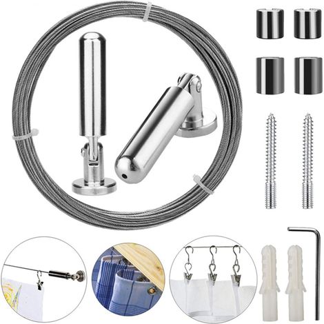 Tendeur de corde en acier inoxydable avec manchon, accessoire de fixation pour câble et rideaux (1/4)