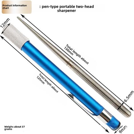 Affûteur de couteaux portatif diamanté transfrontalier, pierre à aiguiser, lime à hameçons, type stylo à une ou deux têtes (7026-1, tube stylo bleu, ensemble de 400 limes à hameçons à deux têtes) (1/5)