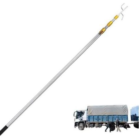 Outil télescopique de récupération cargaison lit camion Perche extensible 1,5 m avec crochet magnétique pour camionnettes Bâton résistant à la rouille chargement Jaune - (1/5)