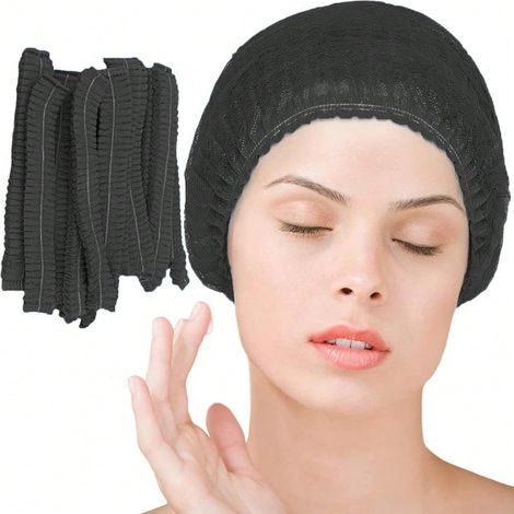 Casquettes jetables bouffantes premium violettes - 100 filets capillaires respirants en non-tissé avec bande élastique - Pour salon, spa, cuisine, soins de santé, 21 pouces (1/5)