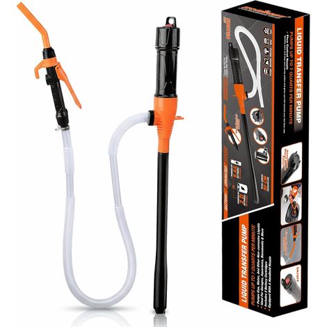 Pompe de Transfert Électrique sur Batterie, Pompe à Carburant, Pomp Siphon Portable pour Liquides, Pompes à Gasoil avec Tuyau, 3,5 GPM pour Essence, Diesel (Orange) (1/5)