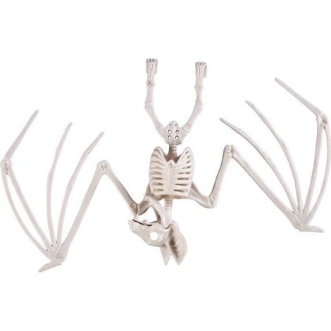 Squelette de Chauve-Souris à Suspendre - PTIT CLOWN - 22239 - Décoration Halloween, Maison Hantée - Plastique - 16 x 30 cm - Blanc