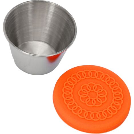 Boîte en acier inoxydable étanche, gobelet de rangement portable avec couvercle orange, pour huiles essentielles, 70ml, compatible lave-vaisselle (1/5)