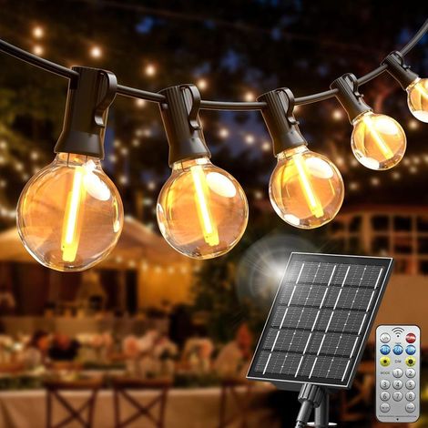 Set mit 2 Solar-Lichterketten für den Außenbereich, G40, 18 m, 30 bruchsichere Glühbirnen, 8 Modi, wasserdicht, für Garten/Balkon/Weihnachten (1/5)
