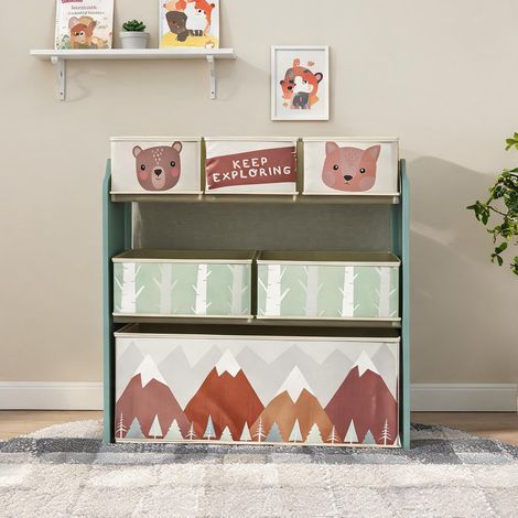 Étagère de rangement enfant en MDF laqué vert 63 x 30 x 66 cm (1/5)