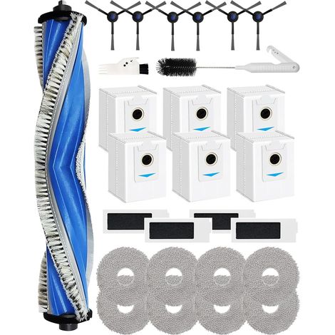 27 accessori di ricambio per ECOVACS DEEBOT T30S/T30S PRO/T30S AI, 1 spazzola principale, 6 spazzole laterali, 4 filtri HEPA, 6 sacchetti per aspirapolvere, 8 panni per la pulizia, 2 spazzole per la p (1/5)