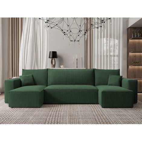 Wohnlandschaft Sofa mit Schlaffunktion ADARA in Stoff Poso Grün