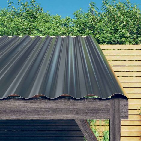 Lot de 12 Panneaux de toit Couverture - Panneau de bardage Acier enduit poudre Anthracite 60x36 cm BV655692 - BonneVie (1/5)