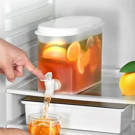 Kühlschrank-Wasserspender mit Wasserhahn, 3,5-l-Getränkespender aus Kunststoff, Saftspender mit großer Kapazität, Kaltwasserkessel für Eistee, Limonade, Soda, Fruchtsaft (1/5)
