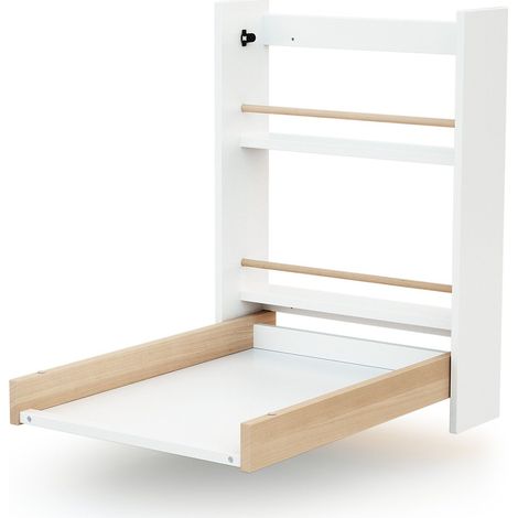 Les Tendances – Table à langer murale rabattable en bois – Dimensions ouvertes 56 x 77,5 x 78 cm – 2 étagères de rangement – Pour petits espaces