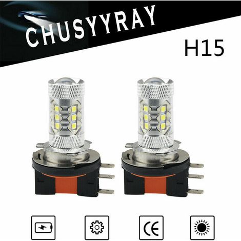 Car LED Car Lights H15 80W 16led 3030 High Power Fog Lights LED Headlight High Lumen Car Lights, 2pcs (1/5)
