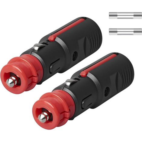 Cigarette Lighter Plug - 12 mm DIN / 21 mm Socket Compatible - 12 V to 24 V - Fused - For Cars Trucks Motorcycles Campers - 2 Pack