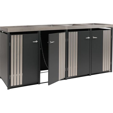 [NON UTILIZZATO] Copribidone quadruplo HHG-384, copricassonetto con fioriera, metallo 125x260x84cm 95kg, acciaio antracite (1/5)