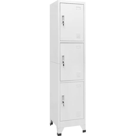 Armario con tres compartimentos 38 x 45 x 180 cm ideal para vestuarios deportivos diseño industrial acero gris 020046289 (1/5)