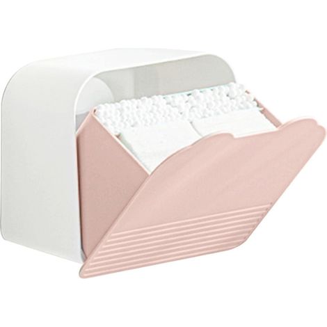 An der Wand montierter Make-up-Organizer – Badezimmer-Aufbewahrungsbox mit Damenbindenhalter, wandmontierter Organizer mit zwei Fächern und staubdichter Abdeckung für Wattestäbchen