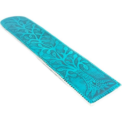 Portaincienso de aluminio turquesa Árbol de la Vida 24 cm (1/5)
