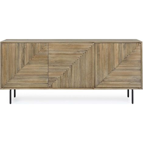 Buffet en bois de manguier 3 portes et pieds métal noir L180 - MANAUS (1/5)