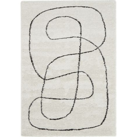 BOBOCHIC - Tapis poils mi-longs LAURE motif abstrait 160x230 Blanc (1/5)