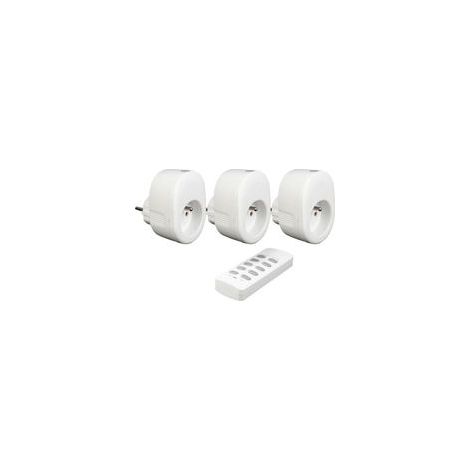 Prise intelligente sans fil 3 pièces – Télécommande à distance jusqu’à 70 m, fréquence 433,92 MHz, puissance 3680 W (16 A / 230 V), compatible avec les appareils électroménagers et l’éclairage (1/5)