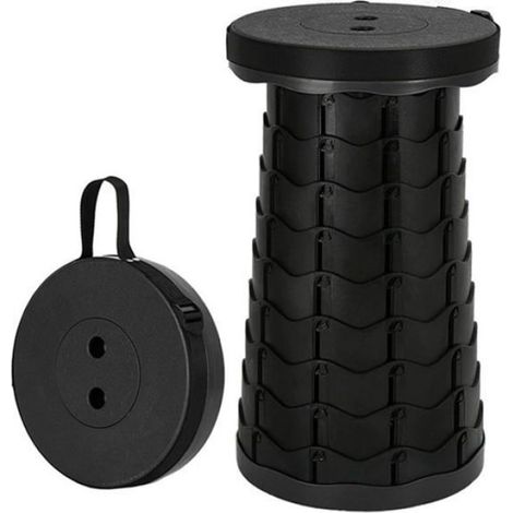 Tabouret télescopique portable - 1 pièce, noir pliable rétractable - Chaise camping charge 180kg Aucunely (1/5)