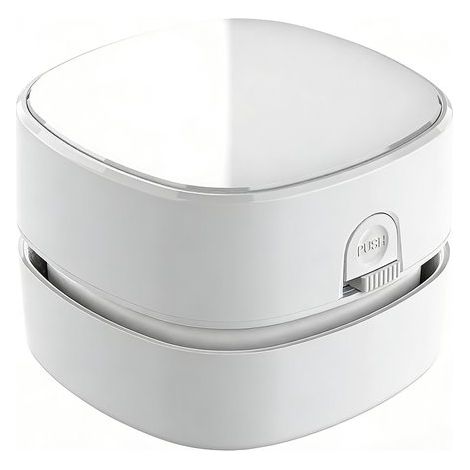 Aspirateur de table compact et blanc, alimenté par des piles AA (non incluses), longue autonomie et tête rotative à 360° (1/4)