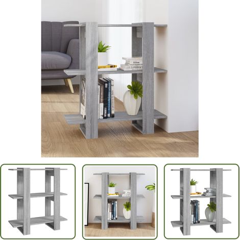 The Living Store Bibliothèque/Séparateur de pièce sonoma gris 80x30x87 cm - Bibliothèque - Étagère - Meuble De Rangement - Séparateur De Pièces - Mobilier Intérieur (1/5)