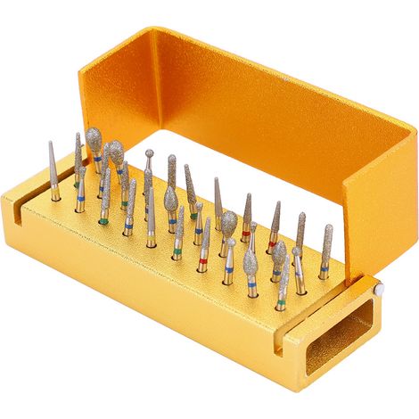 Porte-pièces à main dentaires haute vitesse Golden Dental, 30 fraises diamantées dentaires (1/5)